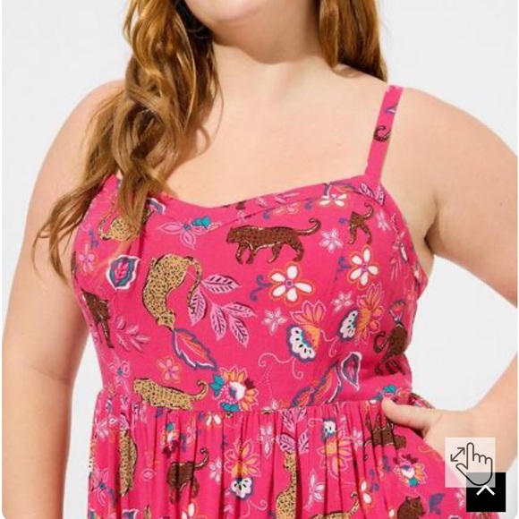 Torrid Size 2 Pink Leopard Print Midi Lenny Sweetheart Sun Dress NWT - Picture 3 of 6